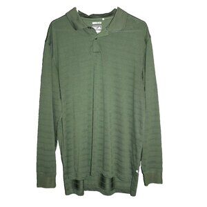 Adidas Polo Shirt Mens Size L Large Green Golf Long Sleeve Performance Athletic